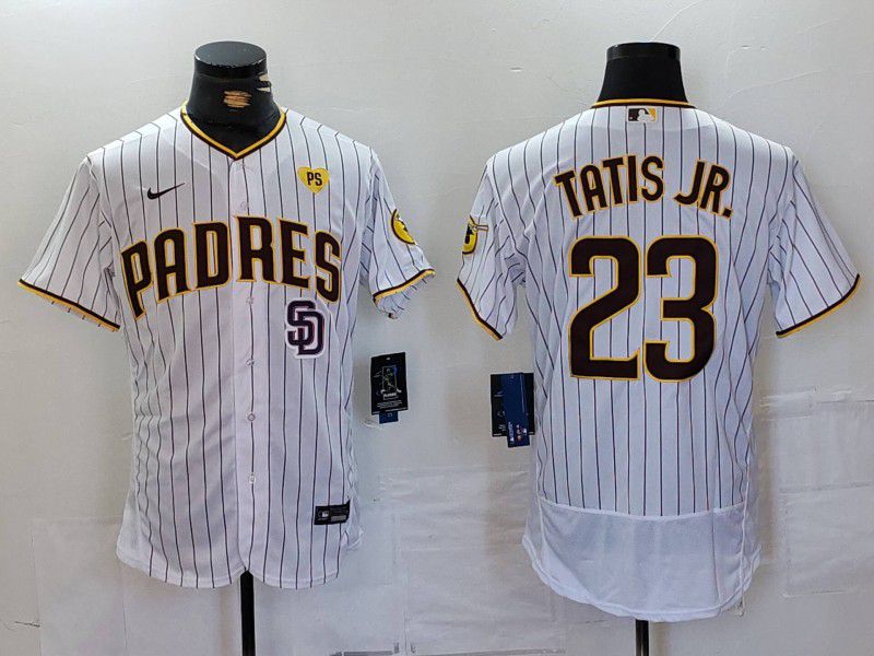 Men San Diego Padres #23 Tatis JR White stripe Elite 2024 Nike MLB Jersey style 3->->MLB Jersey